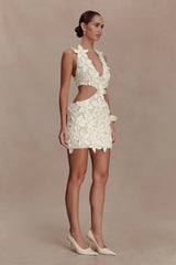 Jaylene Floral Crochet Mini Dress - White