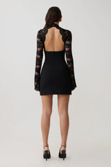 Aurelie Long Sleeve Lace Mini Dress - Black
