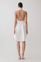 Sydney Asymmetrical Satin Halter Mini Dress - Ivory