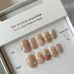 Pink Pearl Ribbon Press On Nails