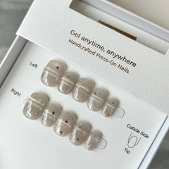 Hojicha Sweater-Knit Cat Eye Press On Nails