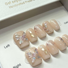 Crystal Purple Butterfly Press On Nails