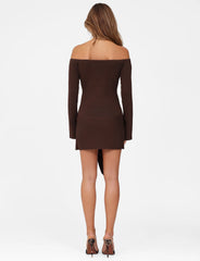 CYPRESS MINI DRESS - BROWN : CHOCOLATE