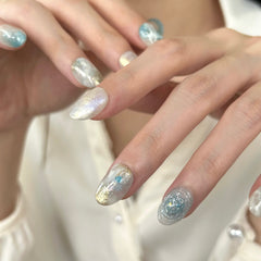 Sea & Sky Marble Press On Nails