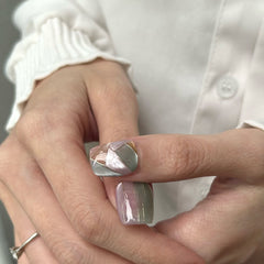 Elegant Geometric, Ocean Wave Cat Eye Press On Nails