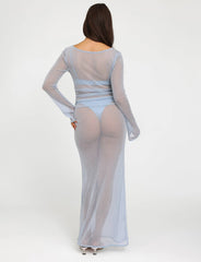 ALAYNA THREE PIECE MAXI DRESS - BLUE : PALE BLUE