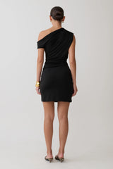 Alyn Off Shoulder Draped Mini Dress - Black