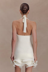 Willowmena Halter Neckline Mini Dress With Tubed Hem - White