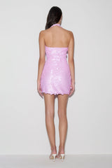 Caralee Sequin Halter Mini Dress - Pale Pink