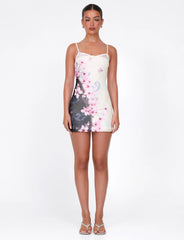 COLSON MESH MINI DRESS - MULTI : FLORAL : CHERRY BLOSSOM