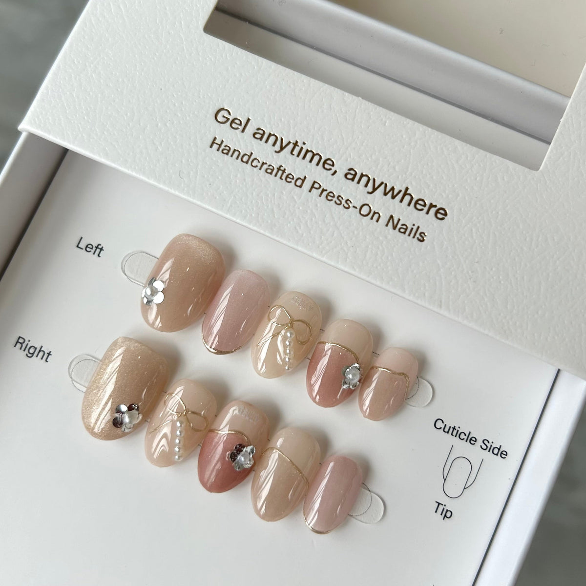 Pink Pearl Ribbon Press On Nails