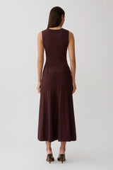 Rebena Pleated Midi Dress - Chocolate