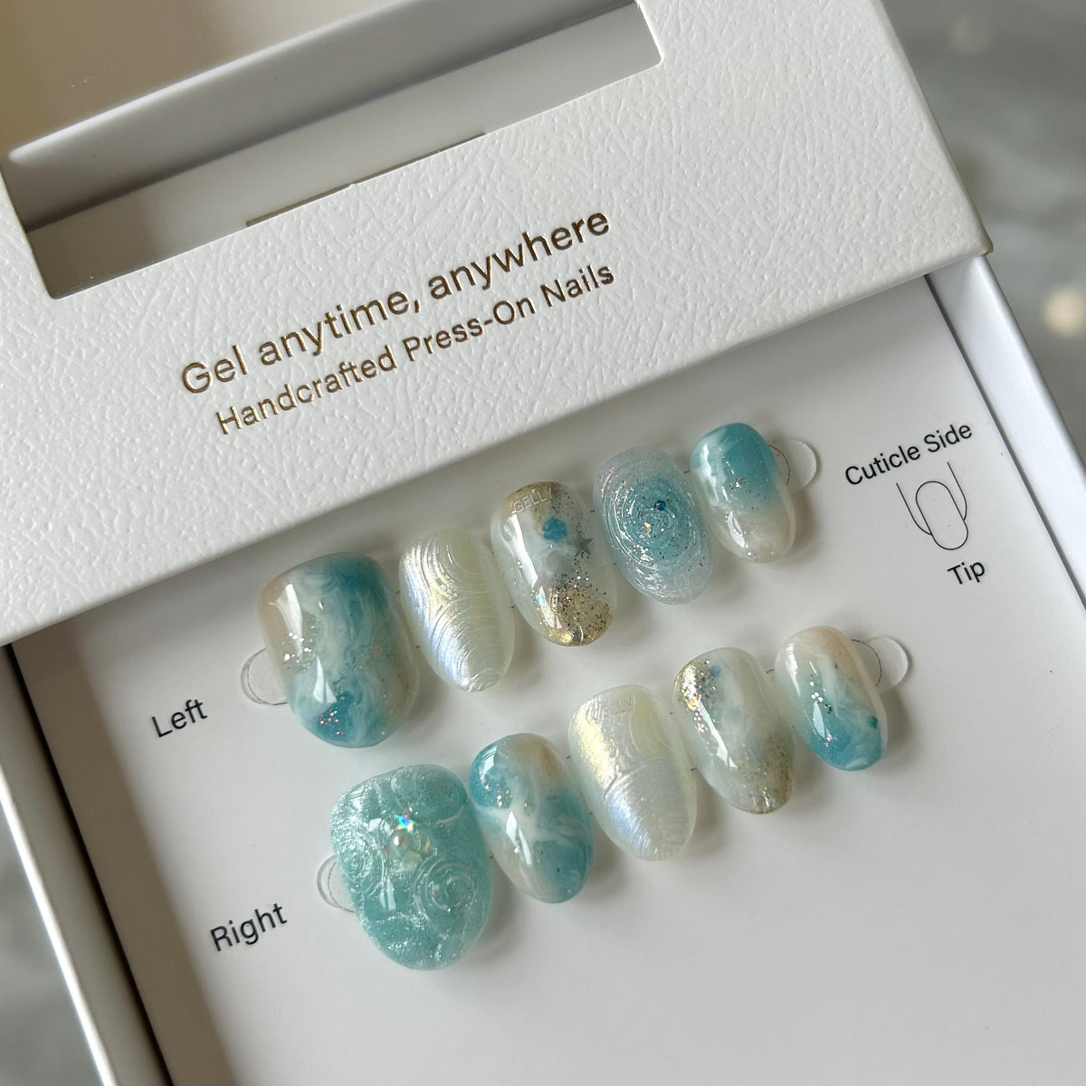 Sea & Sky Marble Press On Nails