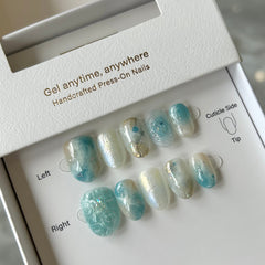 Sea & Sky Marble Press On Nails