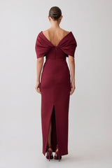 Thelma Bardot Maxi Dress - Wine