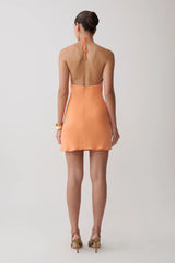 Maggie Cupro Halter Mini Dress - Orange