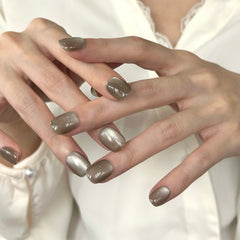 Cool Gray Crystal Press On Nails