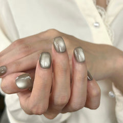 Cool Gray Crystal Press On Nails