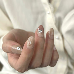 Pink Pearl Ribbon Press On Nails