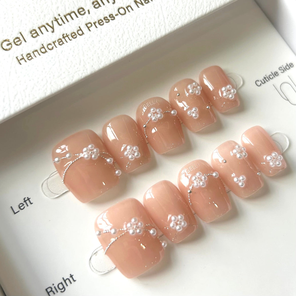 Elegant Pearl Flower Press On Nails