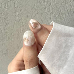 Heart Shape Cat Eye with Golden Love Press On Nails
