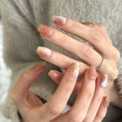Golden Red Bean Paste Press On Nails