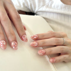 Rose Marbled Shell Press On Nails