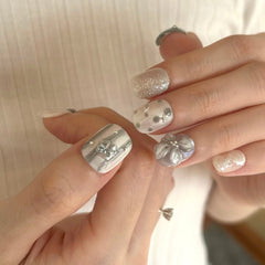 Blue-Gray Bubble Dream Press On Nails