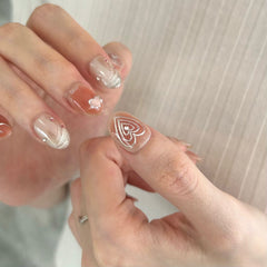 Sweet-cool Silver Retro Hearts Press On Nails