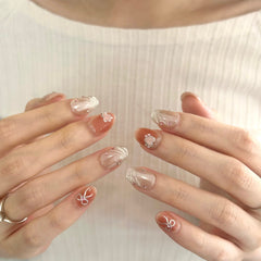 Sweet-cool Silver Retro Hearts Press On Nails