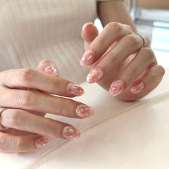 Rose Marbled Shell Press On Nails