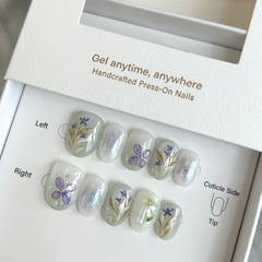 【Wood】Orchids Press On Nails