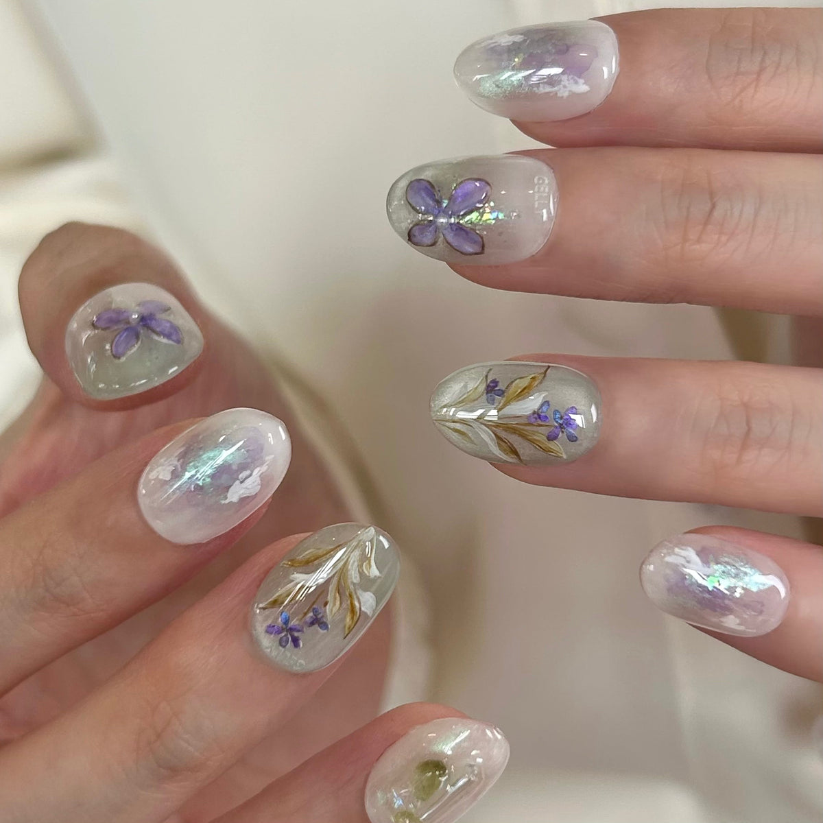 【Wood】Orchids Press On Nails