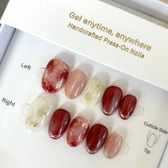 Gilded Red Rose Press On Nails
