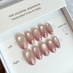 Blushing Peach Cat Eye Ombre Press On Nails