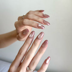 Blushing Peach Cat Eye Ombre Press On Nails