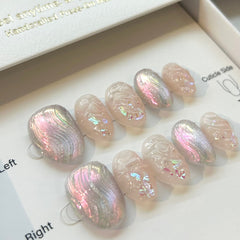 Galaxy with Subtle 3D Wave Press On Nails