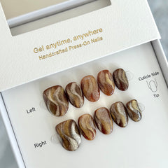 Amber Satin Ribbon Press On Nails