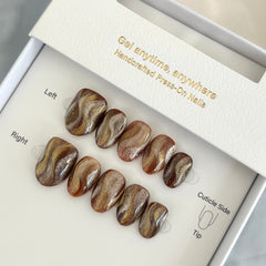 Amber Satin Ribbon Press On Nails