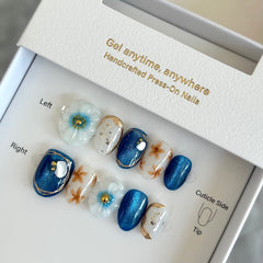Royal Blue Bloom Press On Nails