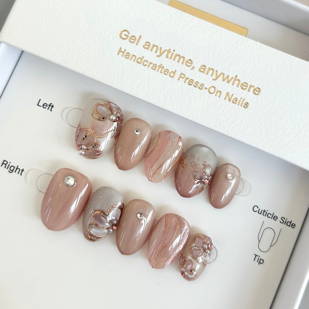 Luminous Blossom & Silk Press On Nails
