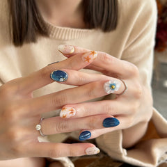 Royal Blue Bloom Press On Nails