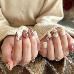 Vintage Red & Japanese Tiles Press On Nails