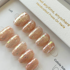 Flowing Gold with Nude Sparkle Press On Nails