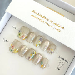 Hand-Tinted Dried Florals in a Glasshouse Press On Nails