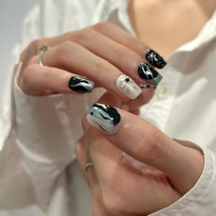 Metallic Chrome Ribbon Press On Nails