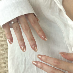 Flowing Gold with Nude Sparkle Press On Nails
