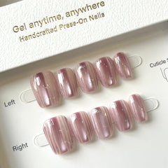 Pink Tears Cat Eye, Shiny Stripe Press On Nails