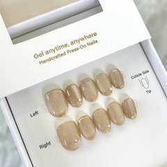 Milky Cat Eye with French Tips Press On Nails