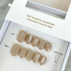 Milky Cat Eye with French Tips Press On Nails
